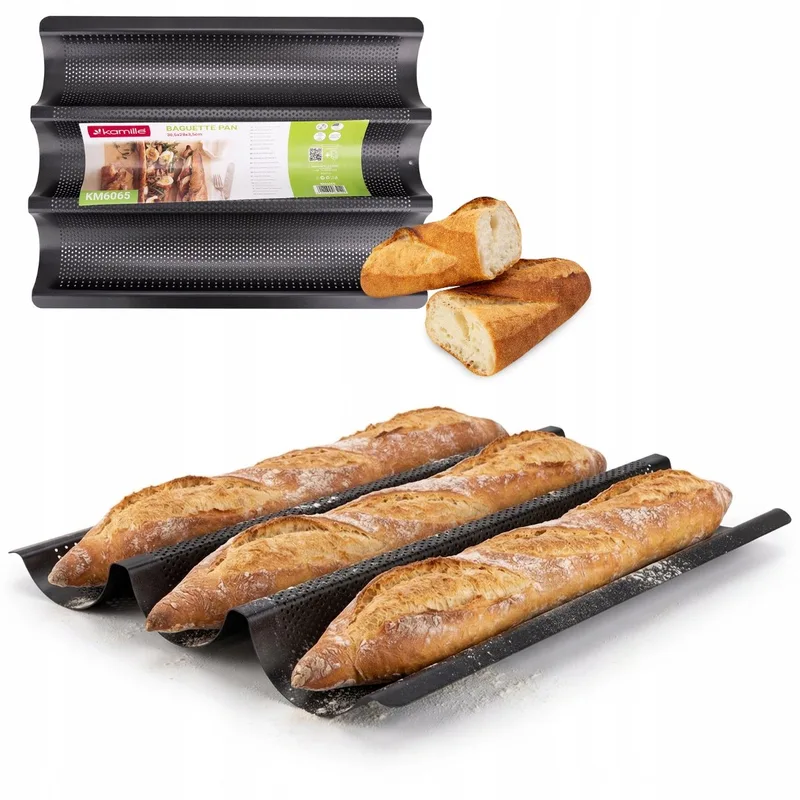 Kamille stokbrood bakvorm - 3 broden, geperforeerd, antiaanbaklaag från Dille & Kamille – produktbild