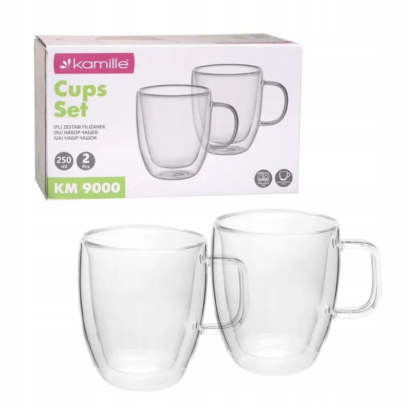 Kamille thermische glazen set 2x 250ml - dubbelwandig borosilicaatglas från Dille & Kamille i Transparent – produktbild