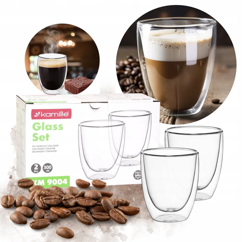 Kamille thermische glazen set 2x 300ml - dubbelwandig borosilicaatglas de Dille & Kamille en Transparent – photo du produit