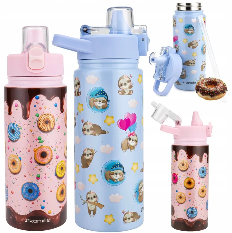 Kamille Thermosbeker Kind 600ml RVS met Rietje - Ideaal voor School & Uitjes från Dille & Kamille i Flerfärgad – produktbild