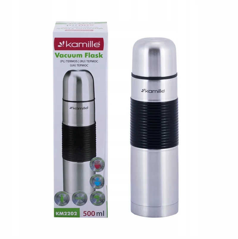 Kamille Thermosfles RVS 500ml - Houdt Warmte/Koude 8-10 Uur de Dille & Kamille en Noir – photo du produit
