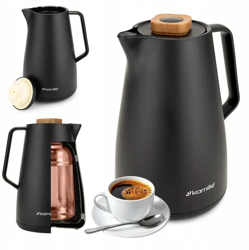 Kamille Thermoskan 1L met glazen inzetstuk - langdurig temperatuurbehoud by Dille & Kamille in Black – product photo
