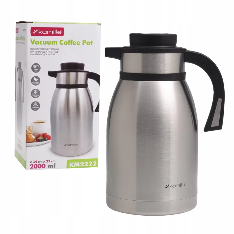 Kamille Thermoskan 2L - RVS, Lekvrij, Warm/Koud 8-10u by Dille & Kamille in Silver – product photo
