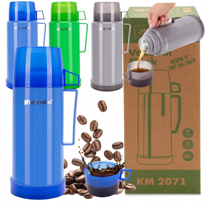 Kamille thermoskan 600 ml met glazen beker en dubbele mok by Dille & Kamille in Multicolour – product photo