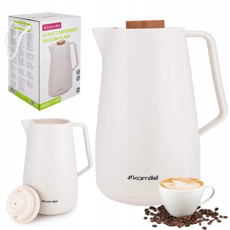 Kamille Thermoskan met Glazen Inzet 1.5L - Houdt Drankjes Warm/Koud by Dille & Kamille in White – product photo