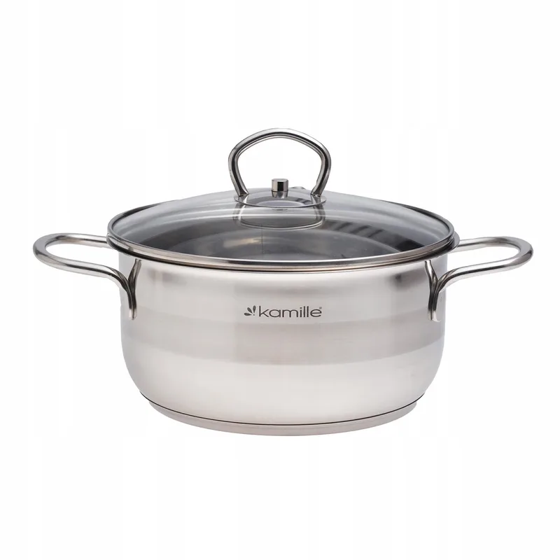 Kamille Traditionele Pan met Deksel - Roestvrij Staal 20cm 3L från Dille & Kamille i Silver – produktbild