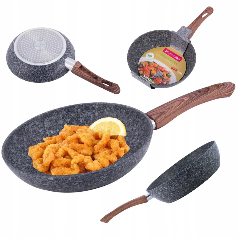Kamille Wok 24 cm - Antiaanbaklaag, Inductie & Gas de Dille & Kamille en Graniet – photo du produit
