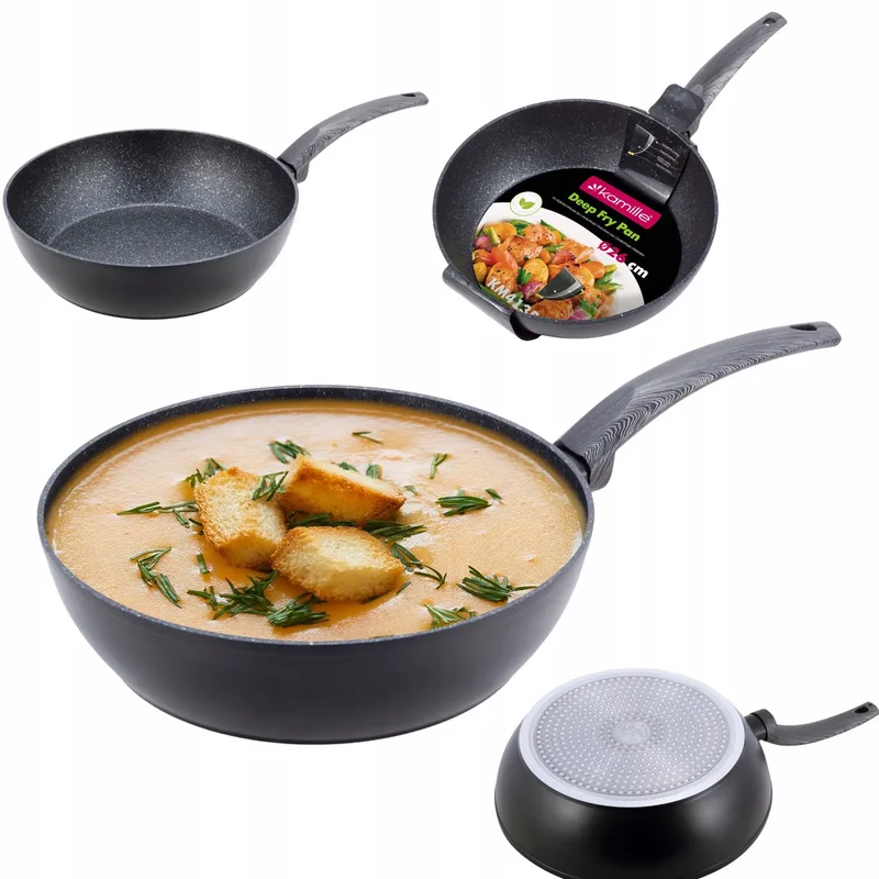 Kamille Wok Pan met Marmscoating - 26 cm - Inductie by Dille & Kamille in Black – product photo
