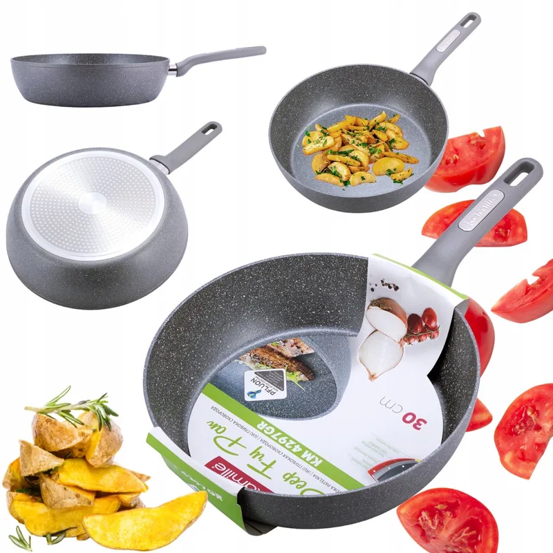 Kamille Wokpan 30cm Graniet - Dik & Stevig - Gas & Inductie by Dille & Kamille in Grey – product photo
