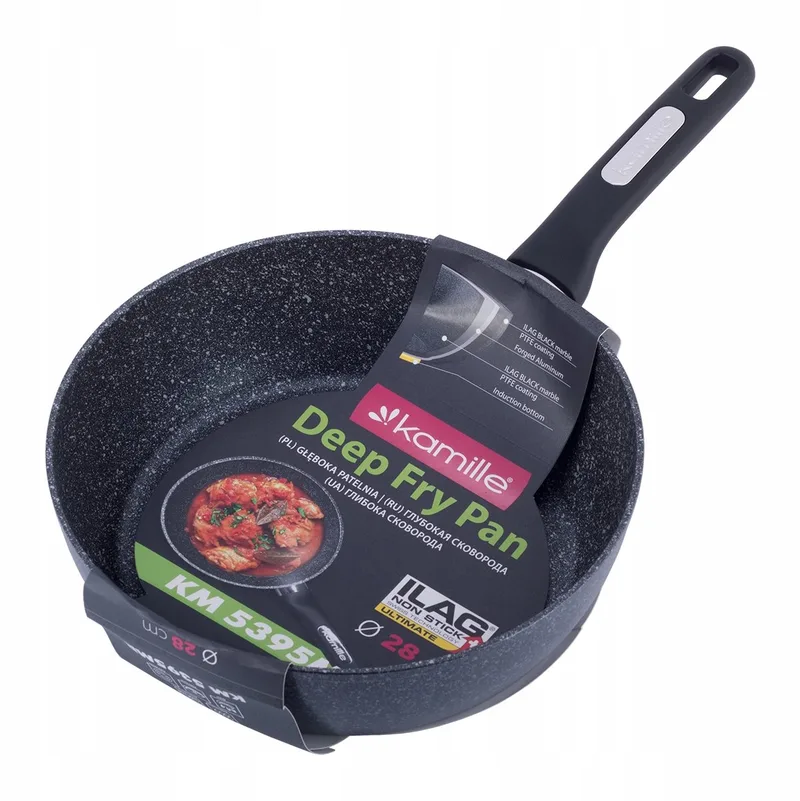 Kamille Wokpan Marmor Inductie 28cm Dik Aluminium från Dille & Kamille i Svart – produktbild