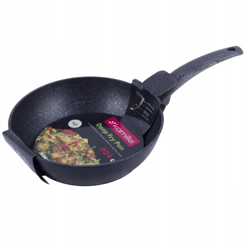 Kamille Wokpan met Marmercoating - 24 cm - Inductie Geschikt by Dille & Kamille in Grey – product photo