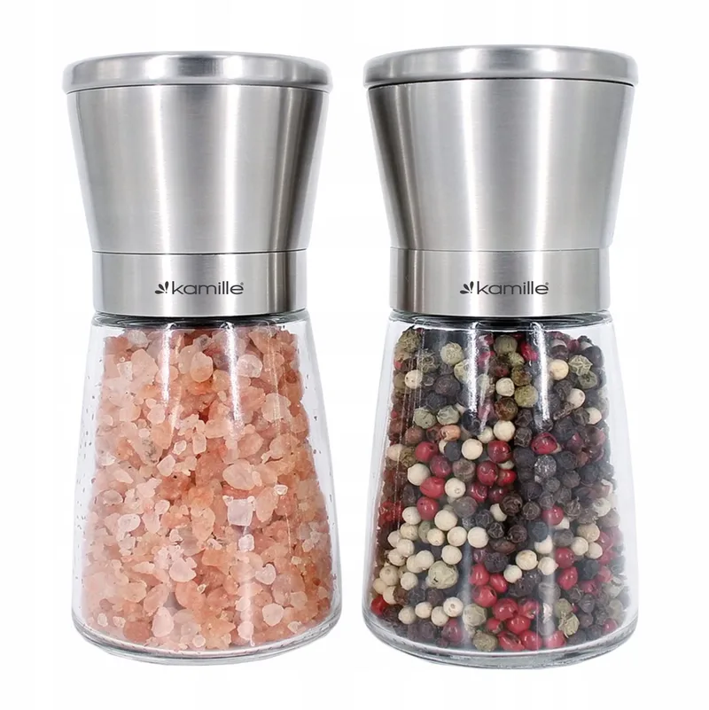 Kamille Zout- en Pepermolen Set (2 stuks) - RVS, glas från Dille & Kamille – produktbild