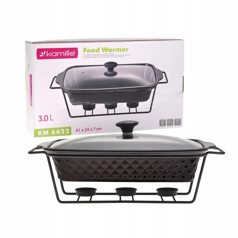 Keramische Braadslede met Warmer 3.0L by Dille & Kamille in Kamille – product photo