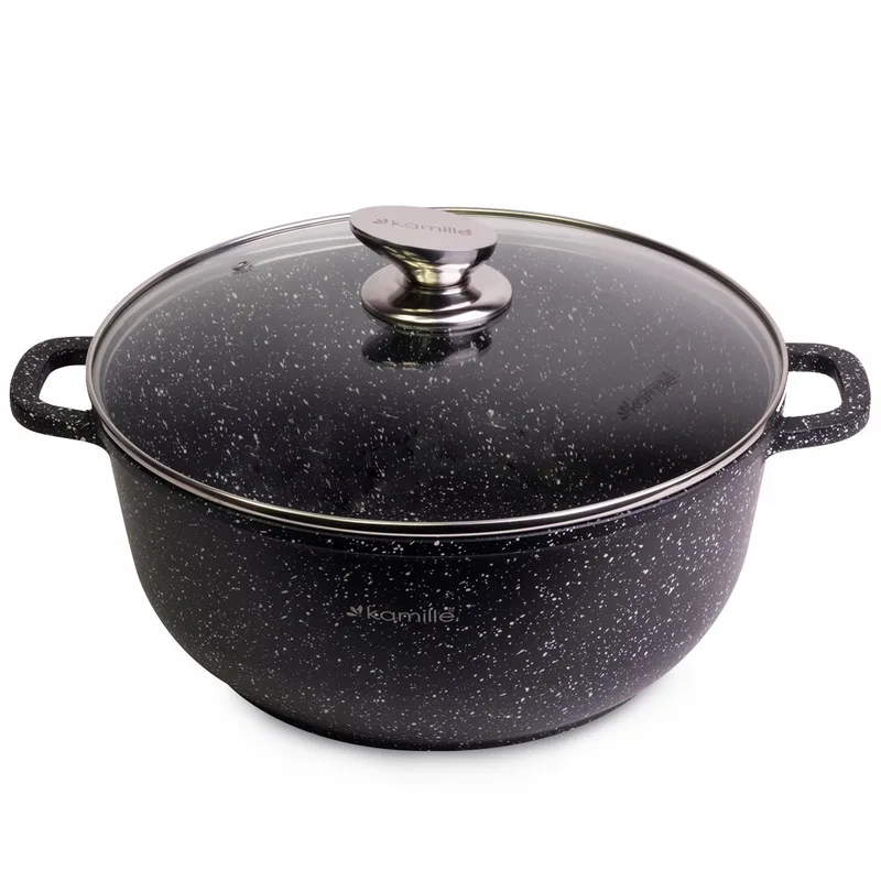 Marmere Pan met Deksel - 6.5L - Geschikt voor Inductie från Dille & Kamille i Svart – produktbild