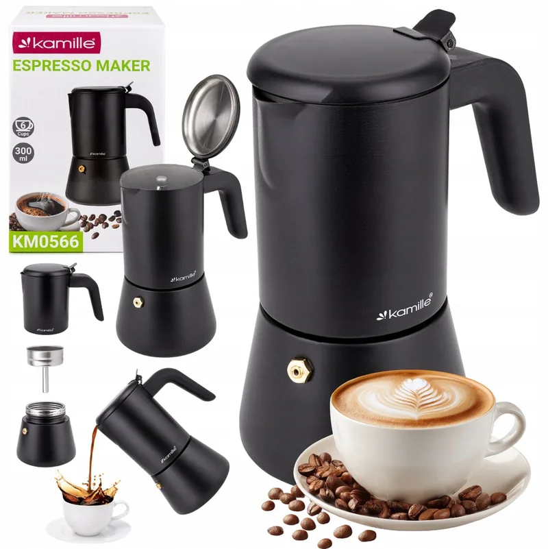 RVS Espressopot 300ml - 6 Kopjes Koffie från Dille & Kamille i Svart – produktbild