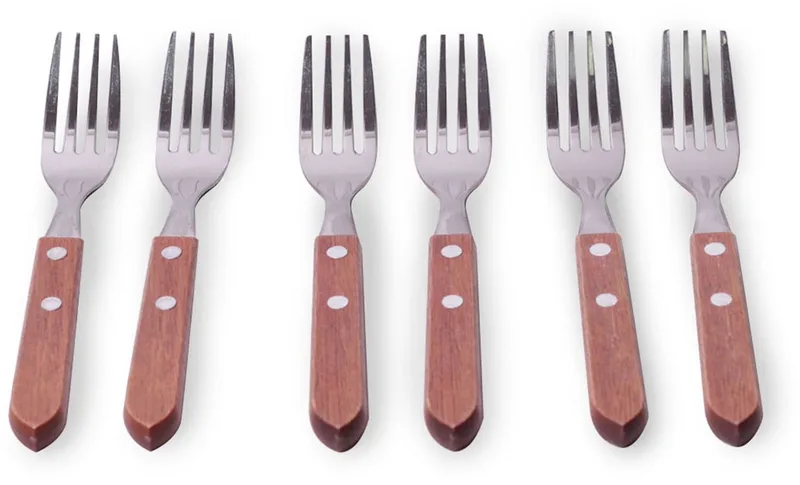 RVS Vorken Set 6 Stuks met Houten Handvat - Elegant & Duurzaam från Dille & Kamille – produktbild