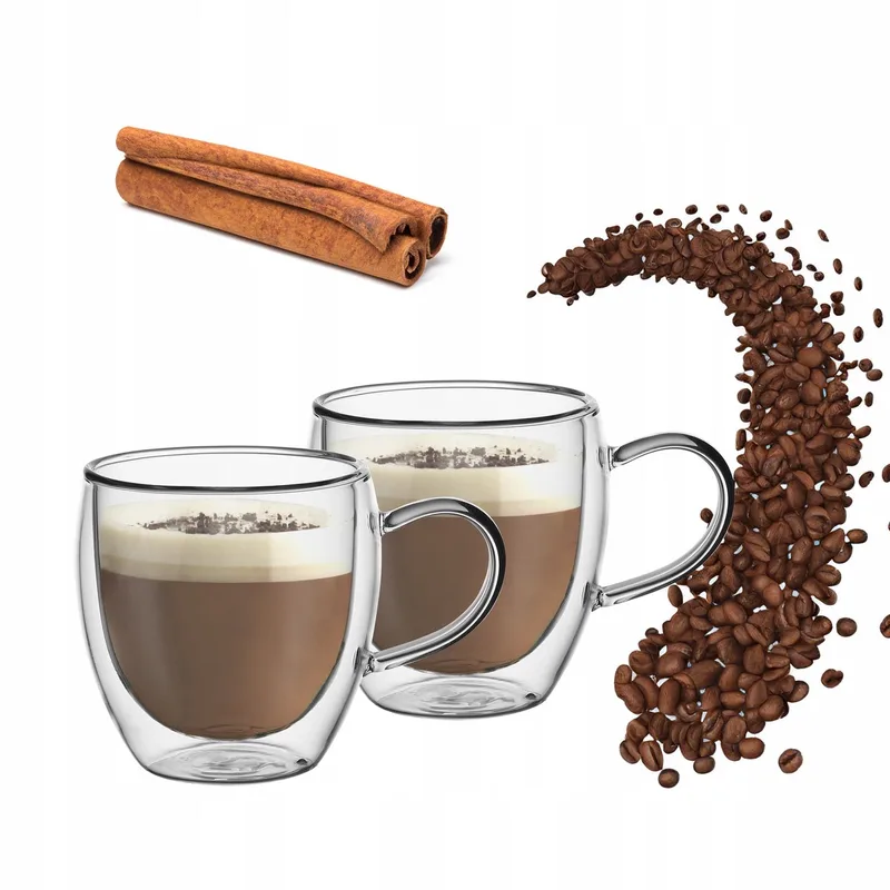 Set van 2 Thermische Glazen 250ml - Dubbelwandig voor Koffie & Thee de Dille & Kamille en Transparent – photo du produit