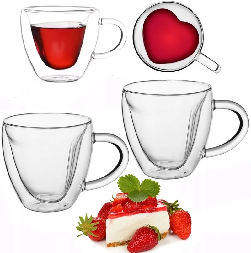 Set van 2 Thermische Glazen met Hartjes - 250ml från Dille & Kamille i Transparent – produktbild