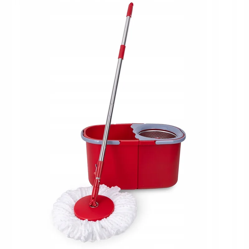 Valsar Vloermop Set met Dubbele Emmer en Telescoopsteel by Dille & Kamille in Rood-grijs – product photo