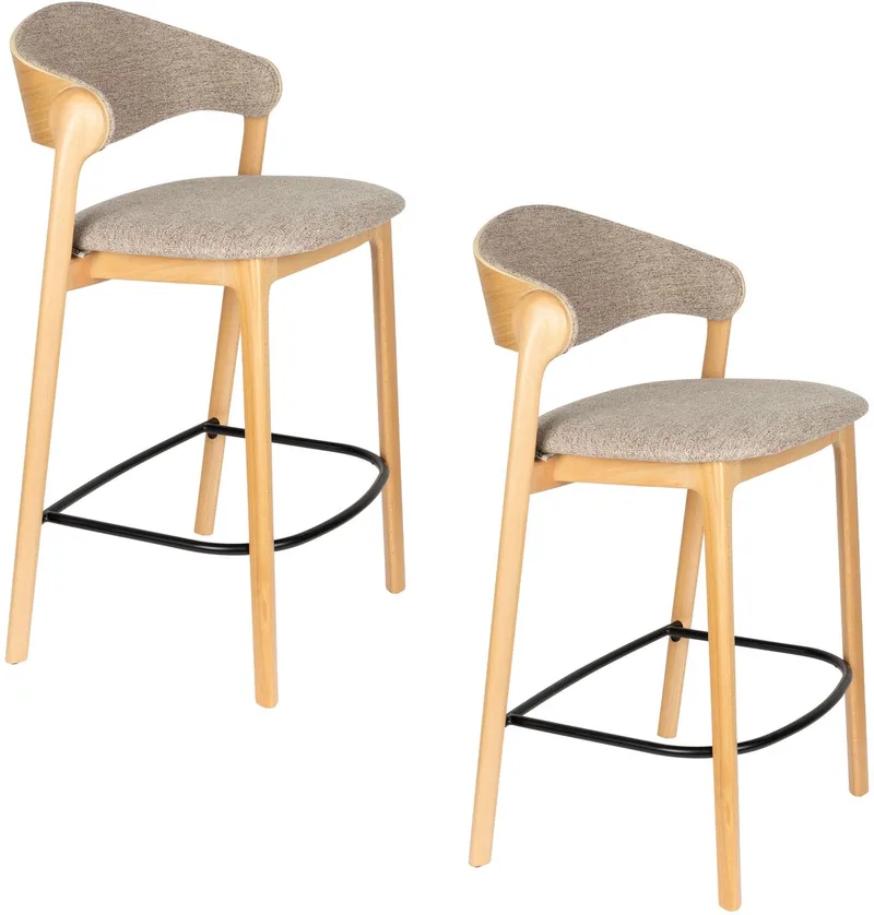 Babington Barkrukken rugleuning 66 cm Naturel - Set van 2 by Dutchbone in Beige – product photo
