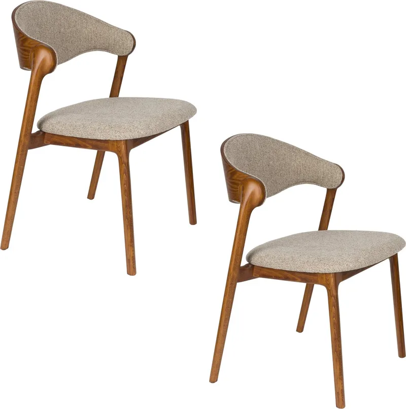 Babington Eetkamerstoelen Walnoot kleur - Set van 2 by Dutchbone in Beige – product photo