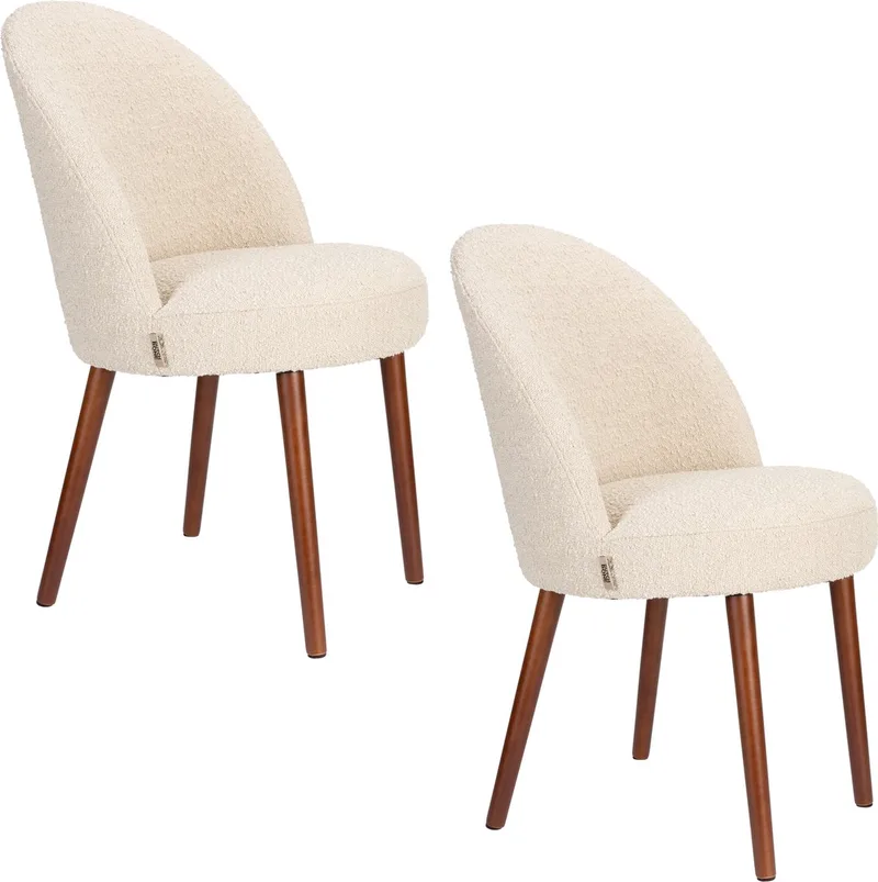 Barbara Eetkamerstoelen Bouclé - Set van 2 by Dutchbone in Beige – product photo