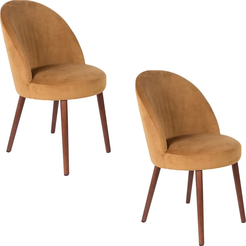 Barbara Eetkamerstoelen Camel - Set van 2 de Dutchbone en Bruin – photo du produit