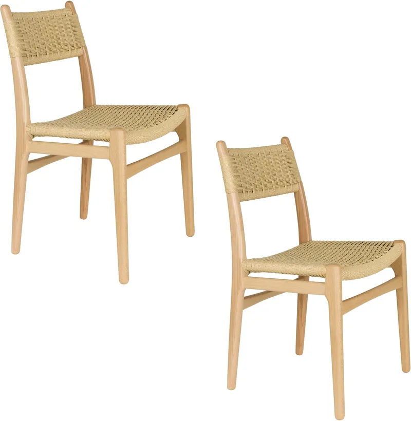 Cecile Eetkamerstoelen Hout Naturel - Set van 2 van Dutchbone in Beige – productfoto
