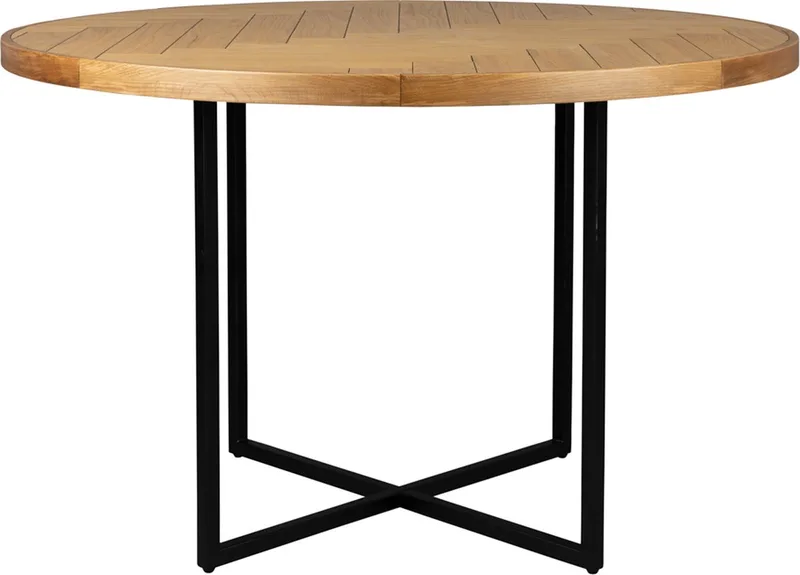 Class Eettafel Rond 120 cm Eikenhout von Dutchbone in Braun – Produktfoto
