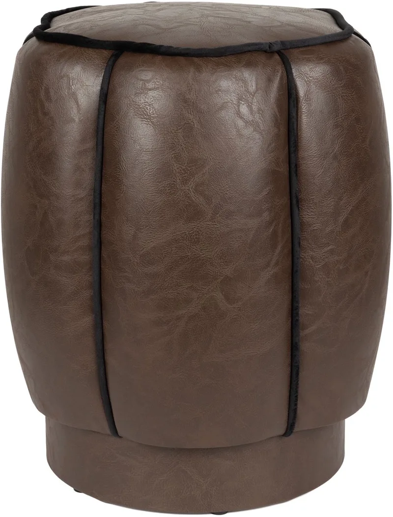 Donna Poef Leer Donkerbruin van Dutchbone in Bruin – productfoto