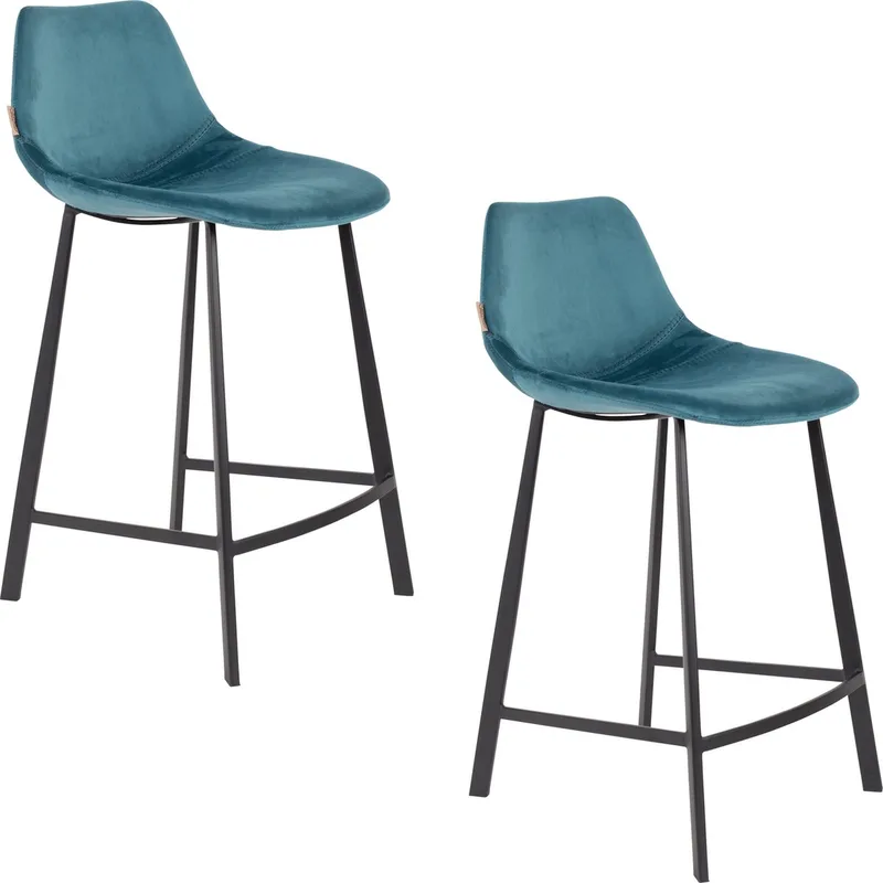 Franky Barkrukken rugleuning 65 cm - Set van 2 van Dutchbone in Blauw – productfoto