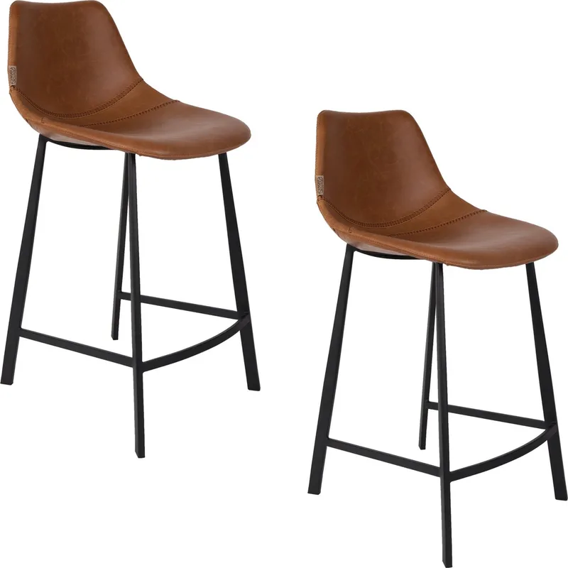 Franky Barkrukken rugleuning 65 cm - Set van 2 de Dutchbone en Bruin – photo du produit
