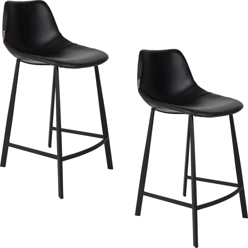 Franky Barkrukken rugleuning 65 cm - Set van 2 van Dutchbone in Zwart – productfoto