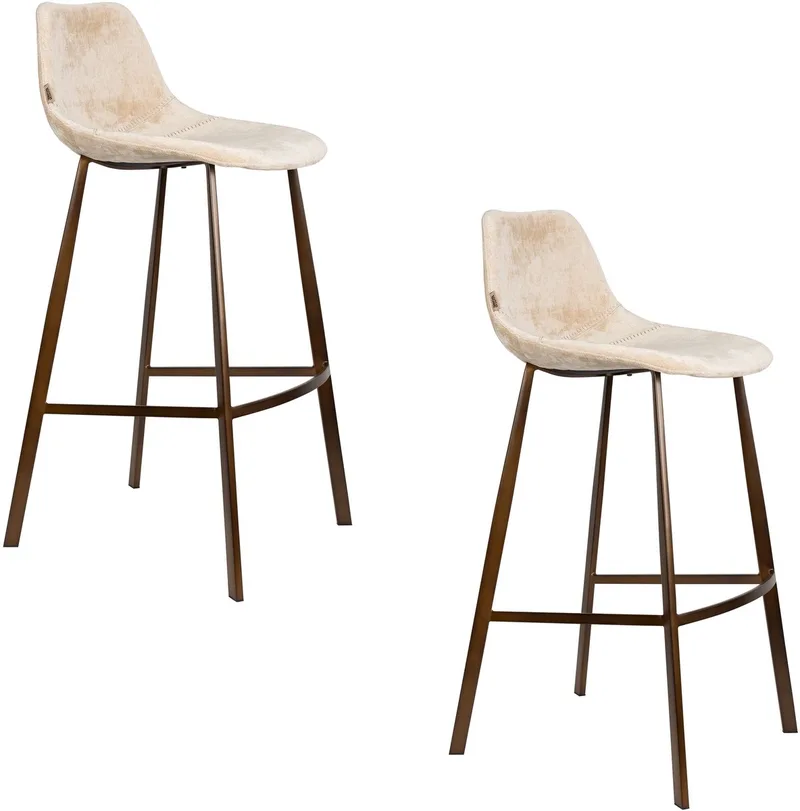 Franky Barkrukken rugleuning 80 cm - Set van 2 van Dutchbone in Beige – productfoto