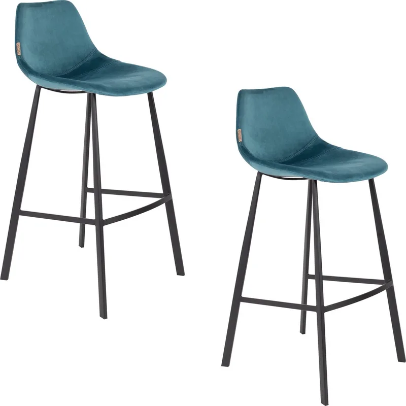 Franky Barkrukken rugleuning 80 cm - Set van 2 by Dutchbone in Blauw – product photo