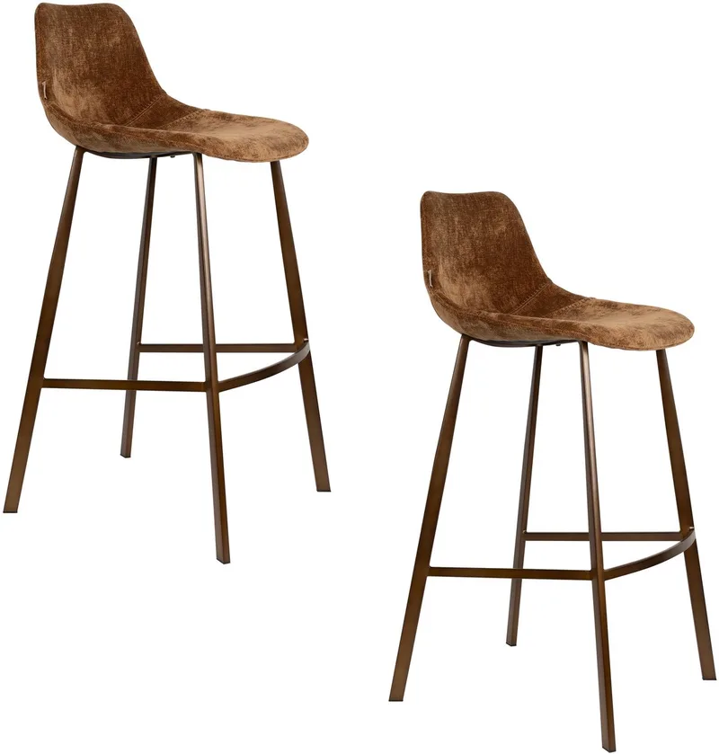 Franky Barkrukken rugleuning 80 cm - Set van 2 by Dutchbone in Cognac – product photo