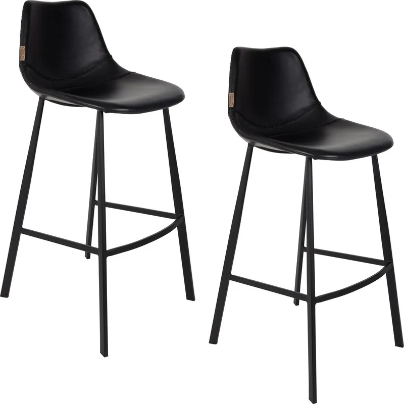 Franky Barkrukken rugleuning 80 cm - Set van 2 by Dutchbone in Zwart – product photo