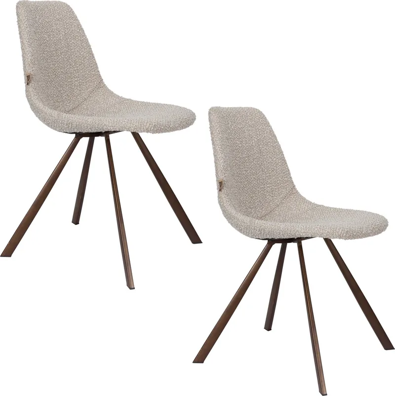 Franky Eetkamerstoelen Bouclé - Set van 2 by Dutchbone in Beige – product photo