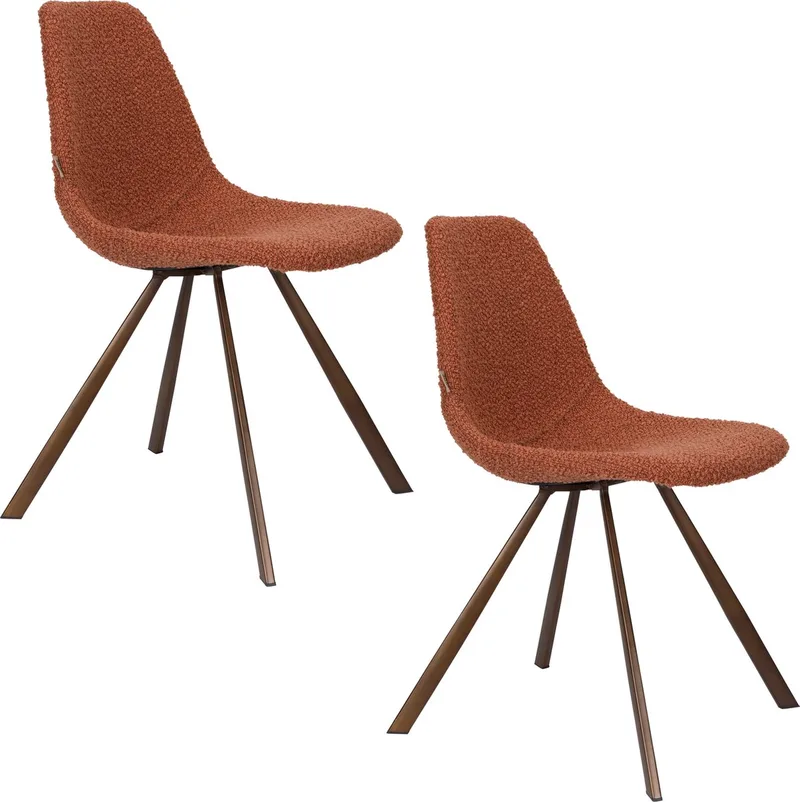 Franky Eetkamerstoelen Bouclé Terra - Set van 2 by Dutchbone in Terracotta – product photo
