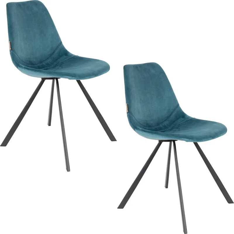 Franky Eetkamerstoelen - Set van 2 by Dutchbone in Blauw – product photo