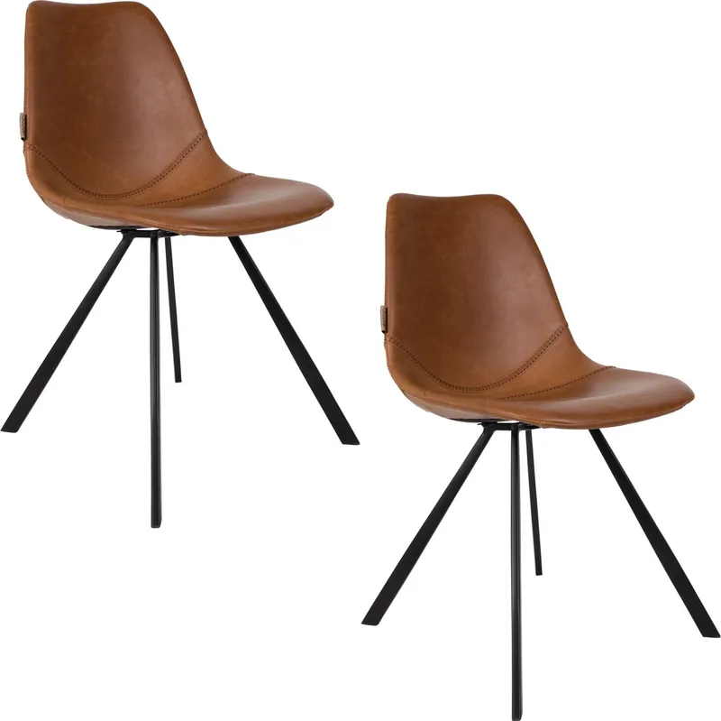 Franky Eetkamerstoelen - Set van 2 van Dutchbone in Bruin – productfoto