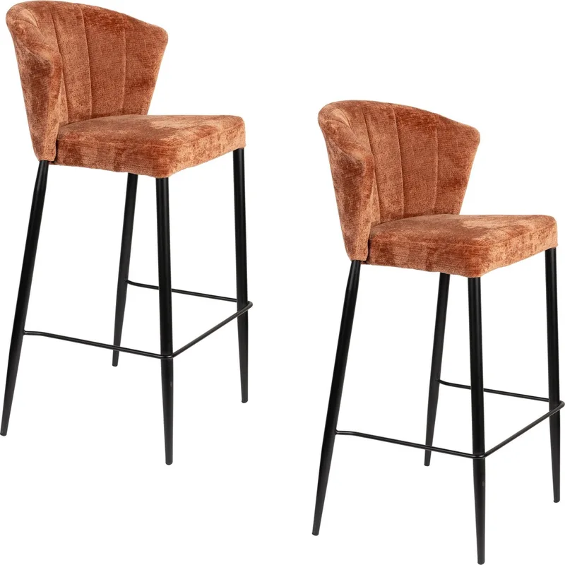 Georgia Barkrukken rugleuning 73 cm Oranje - Set van 2 von Dutchbone in Rood – Produktfoto