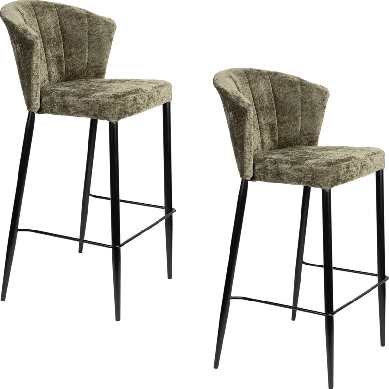 Georgia Barkrukken rugleuning 73 cm - Set van 2 de Dutchbone en Groen – photo du produit