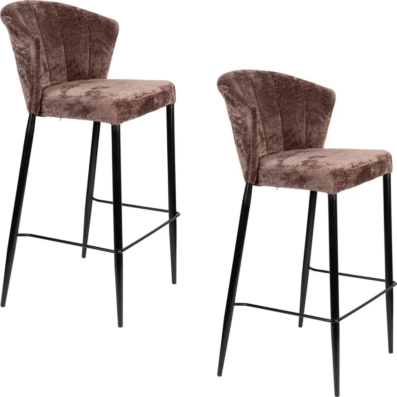 Georgia Barkrukken rugleuning 73 cm - Set van 2 de Dutchbone en Paars – photo du produit