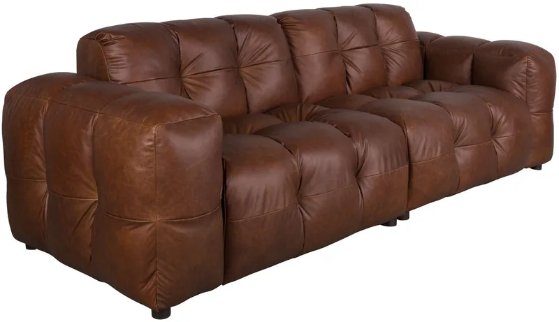 Hackman 3-zitsbank Leer Chocolade Bruin van Dutchbone in Chocolade Bruin Leer – productfoto
