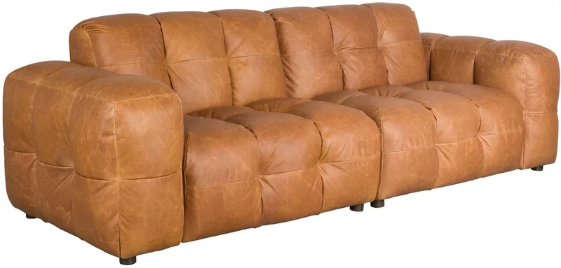 Hackman 3-zitsbank Leer Cognac Bruin van Dutchbone in Cognac Bruin Leer – productfoto