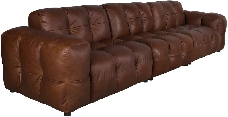 Hackman 4,5-zitsbank Leer Chocolade Bruin de Dutchbone en Chocolade Bruin Leer – photo du produit