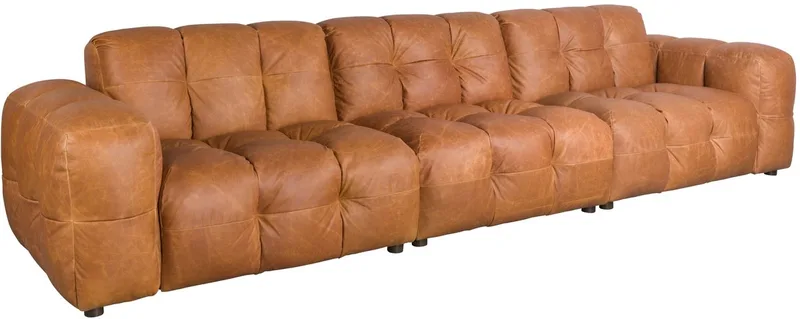 Hackman 4,5-zitsbank Leer Cognac Bruin van Dutchbone in Cognac Bruin Leer – productfoto