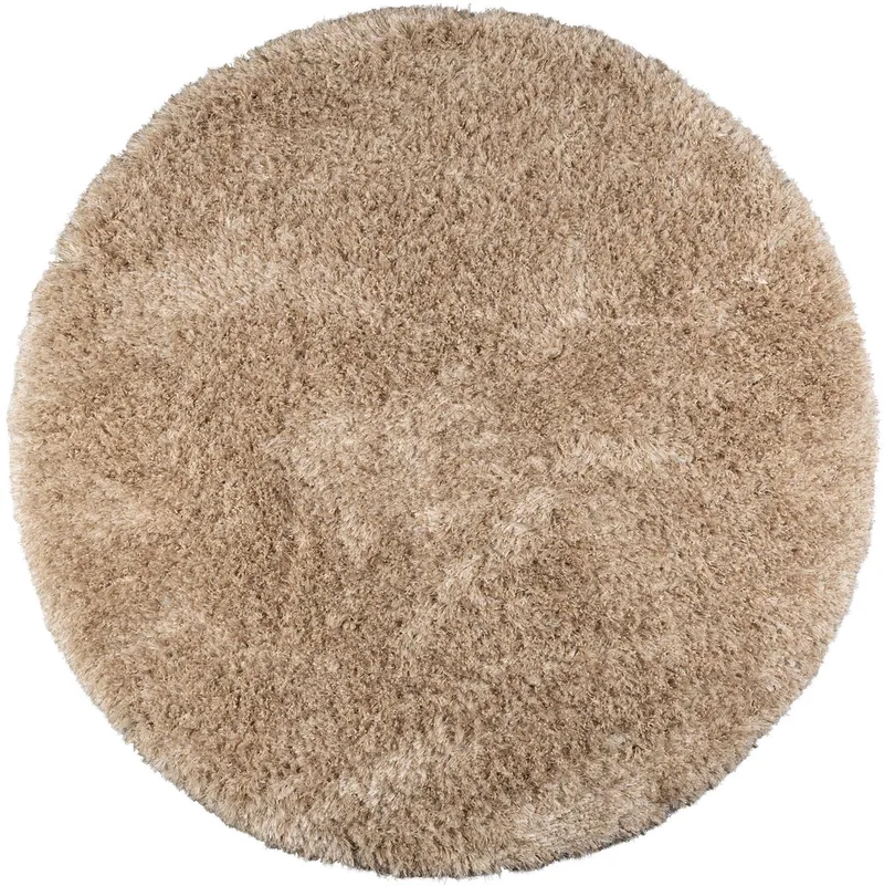 Hairy Vloerkleed Rond 200 cm Beige van Dutchbone in Wit – productfoto