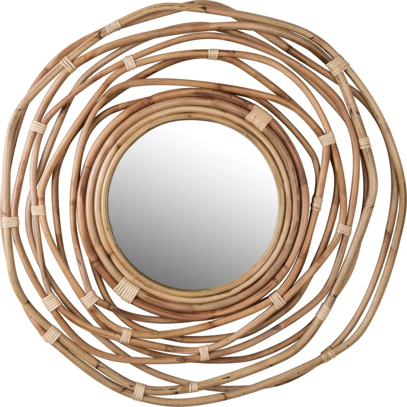 Kubu Spiegel/ Wandspiegel rond Rotan 75x75 cm de Dutchbone en Bruin – photo du produit